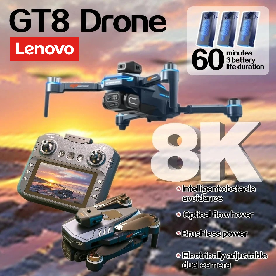 レノボ GT8 ドローン 8k カメラ大画面リモコンブラシレスモーター航空写真オプティカルフロー RC クアッドコプター
