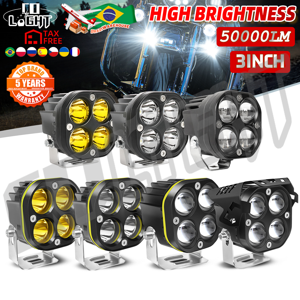 CO LIGHT オートバイスポットライト 3 インチ車 DRL 50000LM LED ワークスポットライト 4 × 4 オフロード RGB ストロボフォグランプ自動車アクセサリー