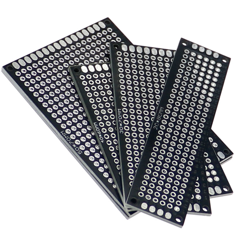 20 ピース/ロット PCB プロトタイプボード回路 Protoboard ユニバーサルストリップボードプロトタイピング Veroboard 2X8 3X7 4X6 5X7 5 個各ミックス黒