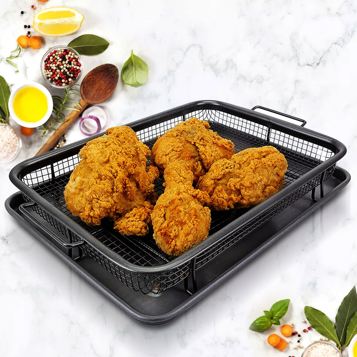 ベーキングトレイ オイルフライパン ベーキングパン ノンスティックチップバスケット グラタン皿 グリルメッシュキッチンツール
