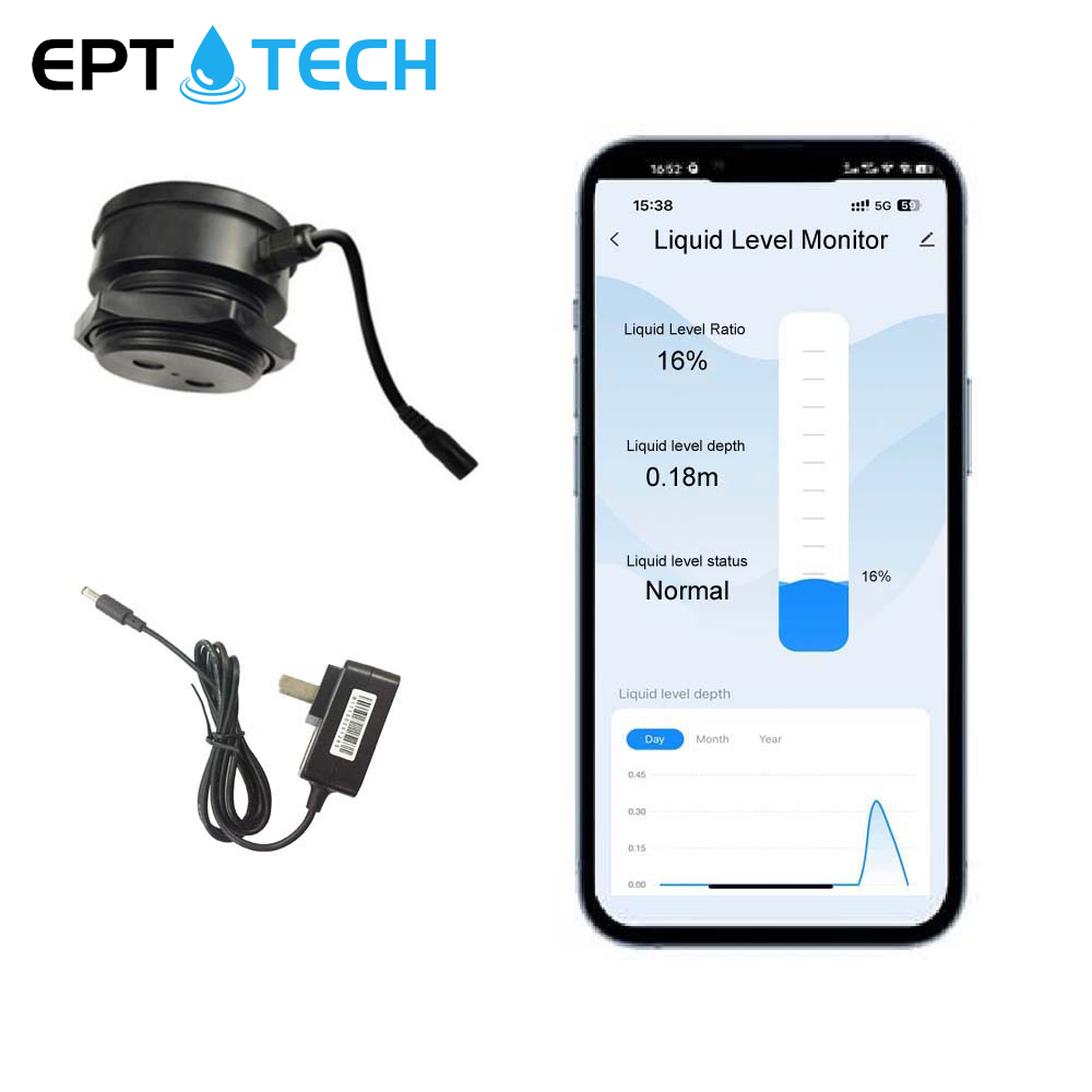 Ultrasonic Wireless Mobile TuYa App Detector Water Fuel Oil Liquid Level Sensor Alarm Indicator Remote Tank Monitor TLC2206