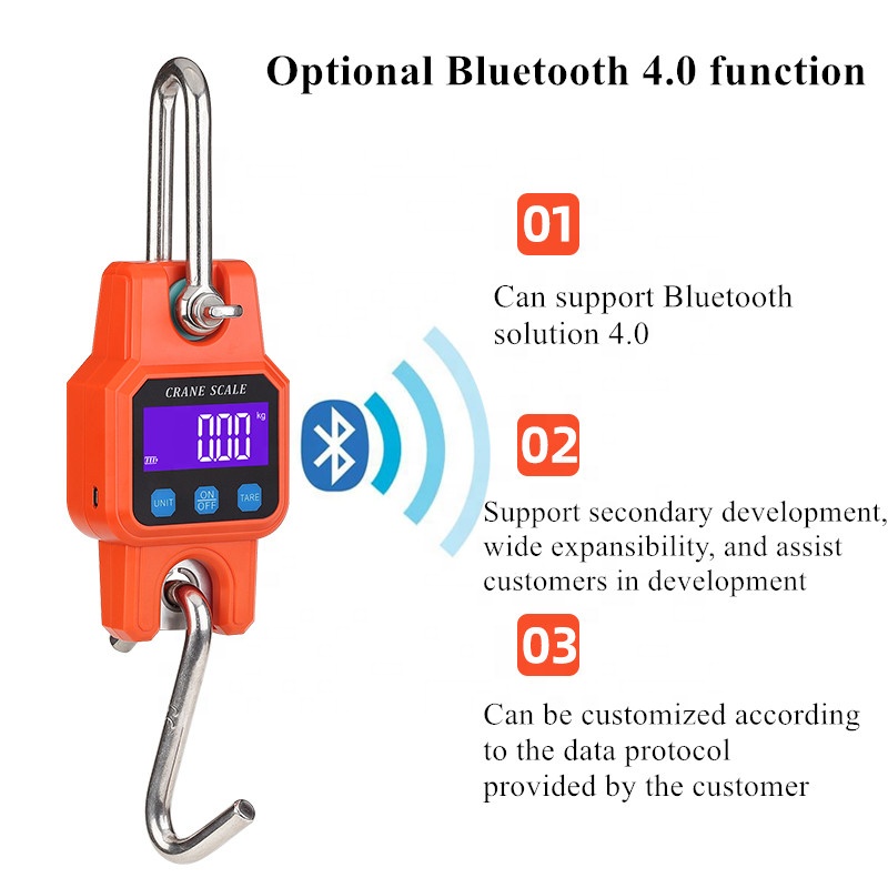 Bluetooth 吊りフックスケール 300 キロ/50 グラム産業用ヘビーデューティクレーンスケール電子重量バランススケール荷物釣りスケール