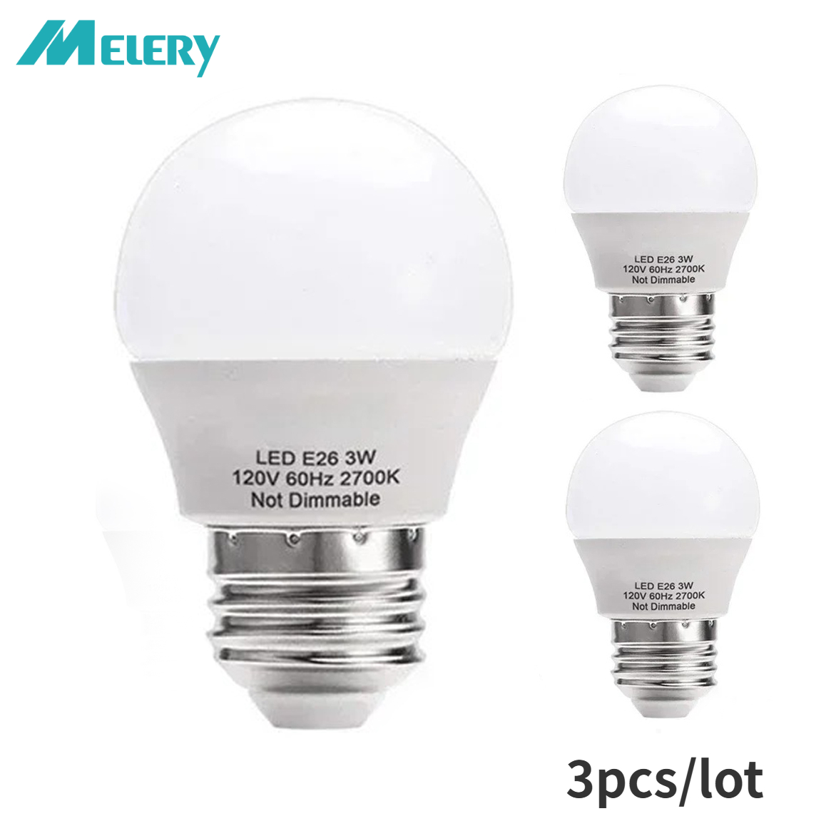 Melery E26 E27 LED 電球 3/5W グローブランプウォームホワイト 2700K 省エネ 50W 相当の屋内照明、戸口寝室用