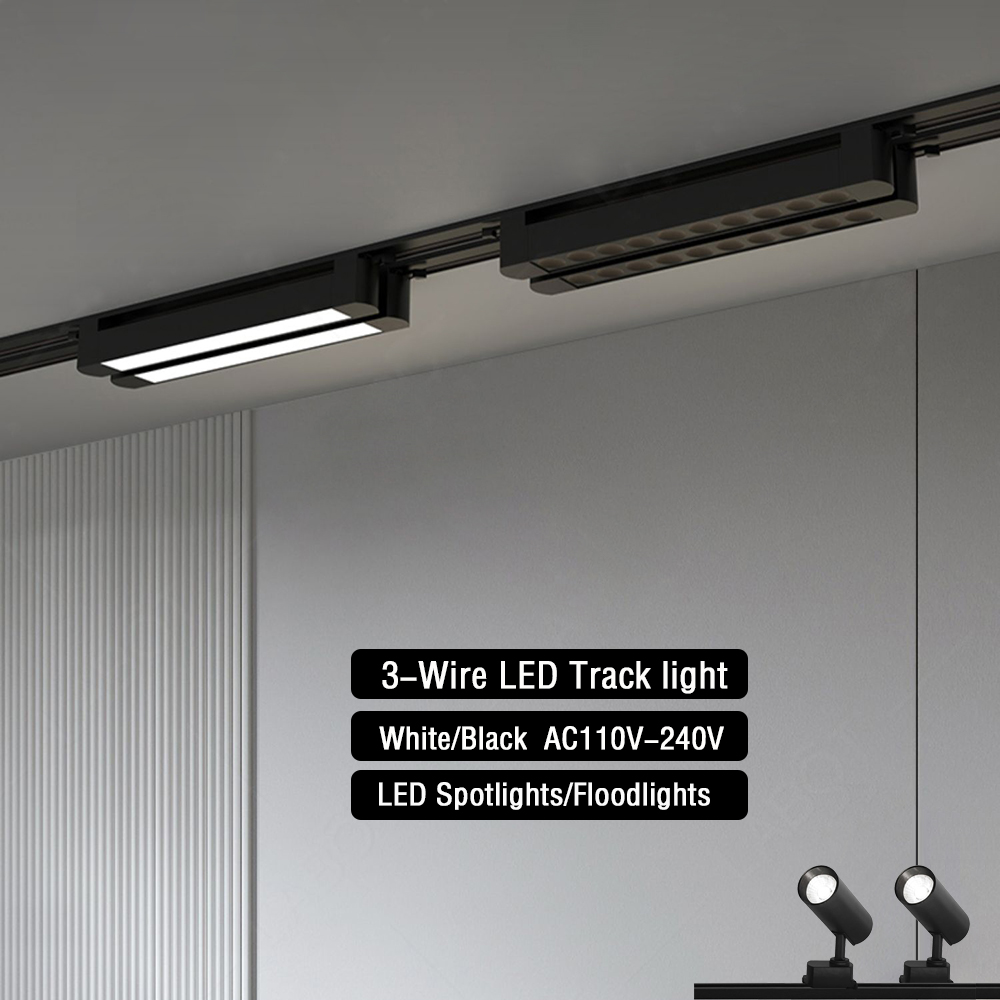 3 線式トラックライト LED 天井ランプ AC110V 220V 10 ワット 20 ワット 30 ワットスポット Led トラックレール照明器具スポットライト衣料品店レール