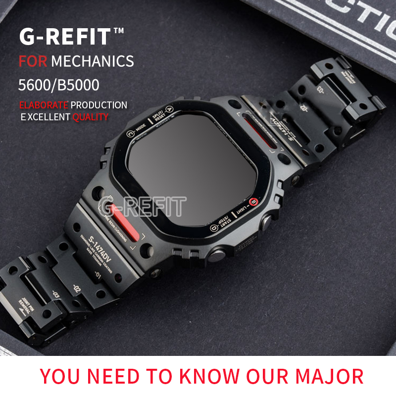 G-Refit メカスタイルロボット GWB5600 DW5600 GMWB5000 G5600 チタン GWM5610 ステンレススチールウォッチケースメタルベゼルストラップ MechWarrior
