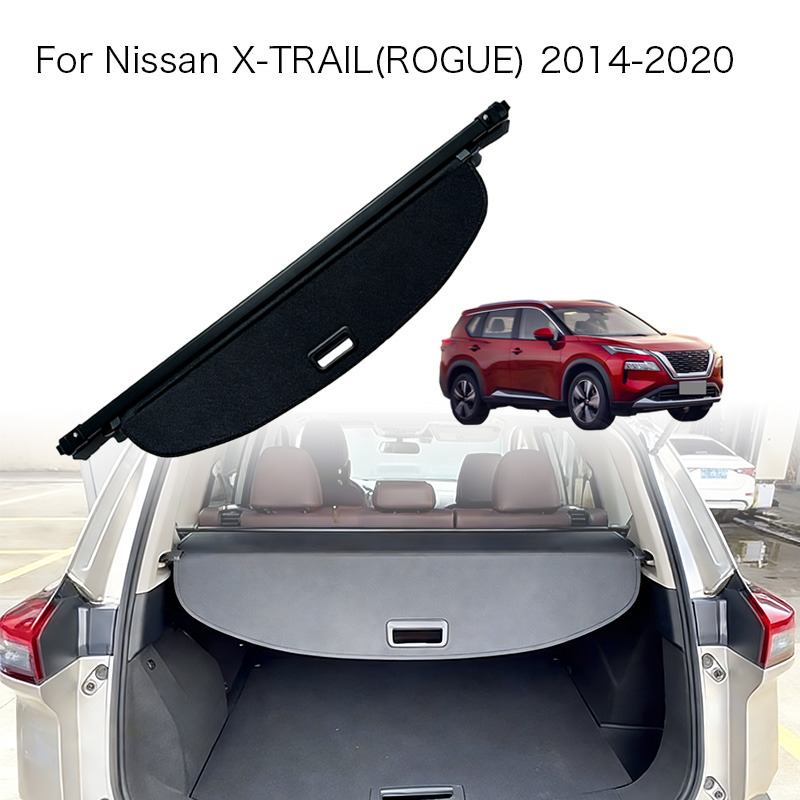 自動トランクカーテンオーガナイザーカバー日産エクストレイルローグ T32 2014-2020 車の貨物カバートランクリアラック荷物シールドプライバシー