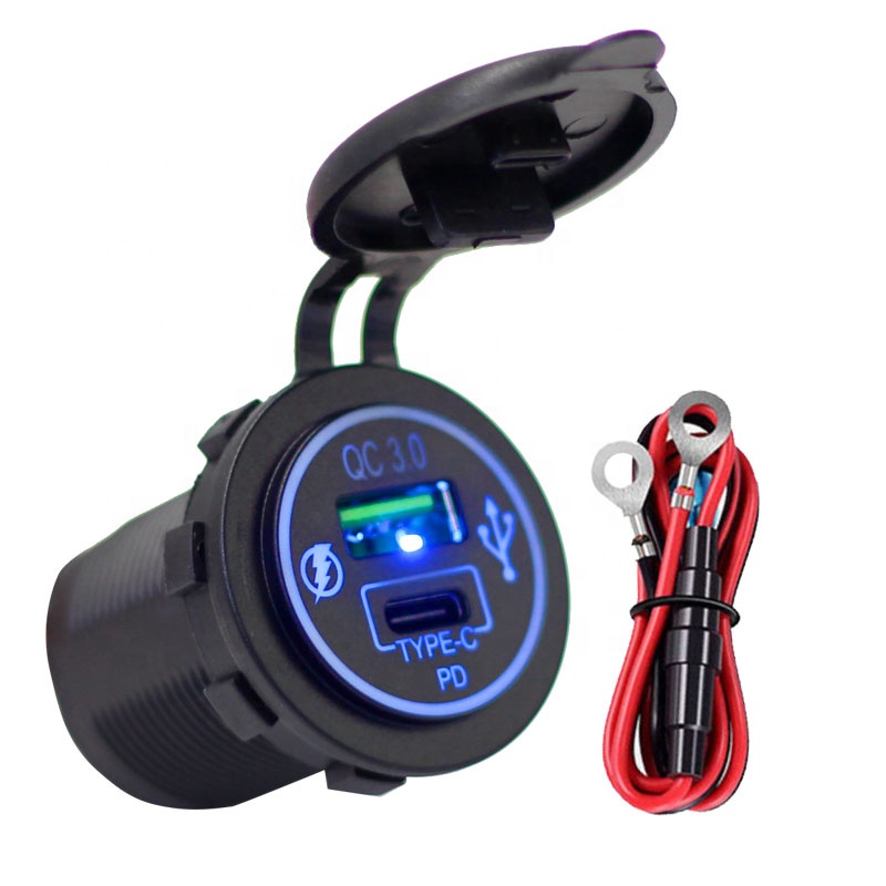 12V 24V ユニバーサルバス USB、QC 3.0 18W タイプ C PD 30W 高速車の充電器ソケット