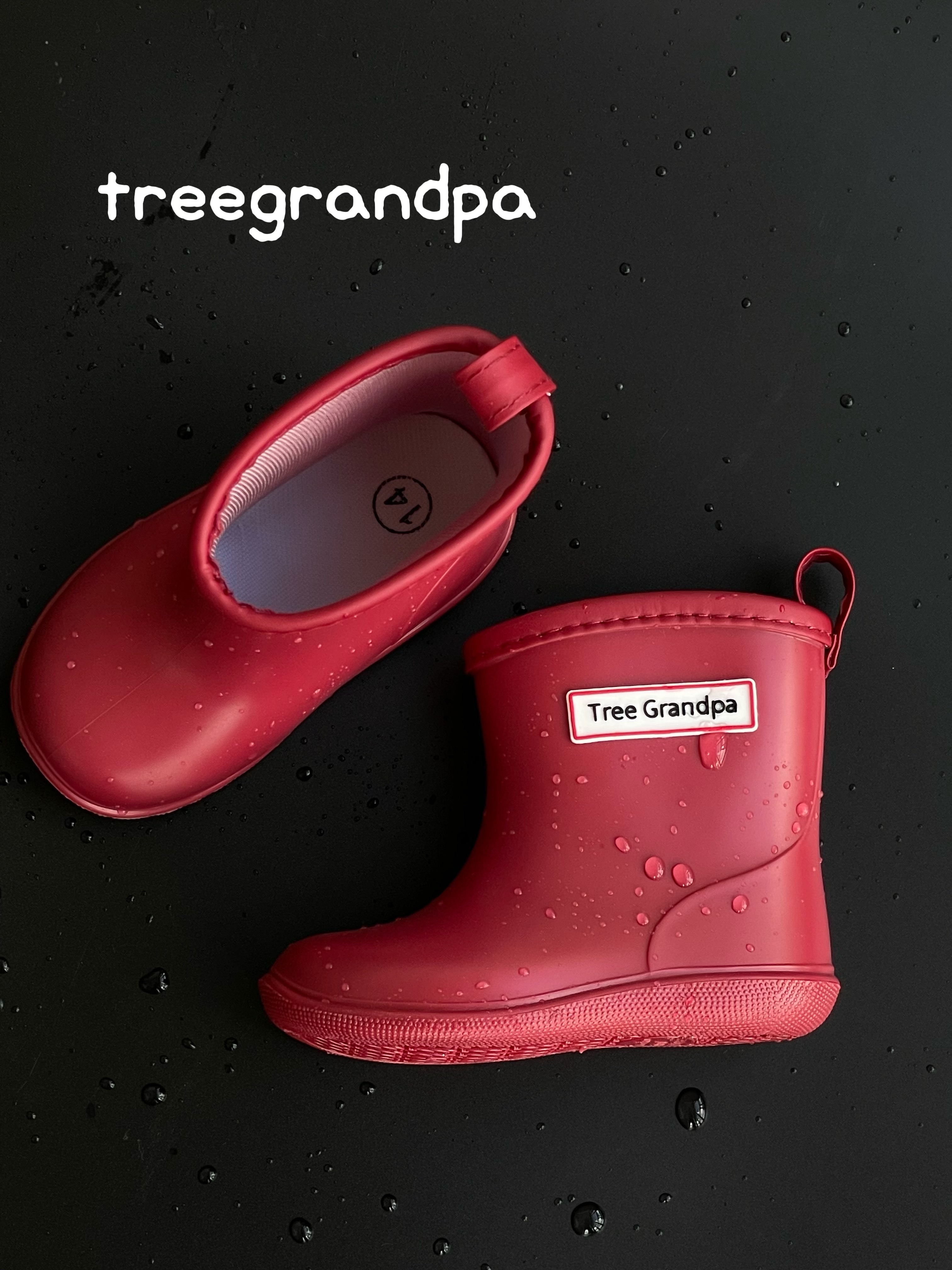 Tree Grandpa 幼児用レインブーツ 男の子と女の子用 - 軽量で柔軟なラバー製の子供用レインブーツ、滑り止めソールのスリッポンデザイン