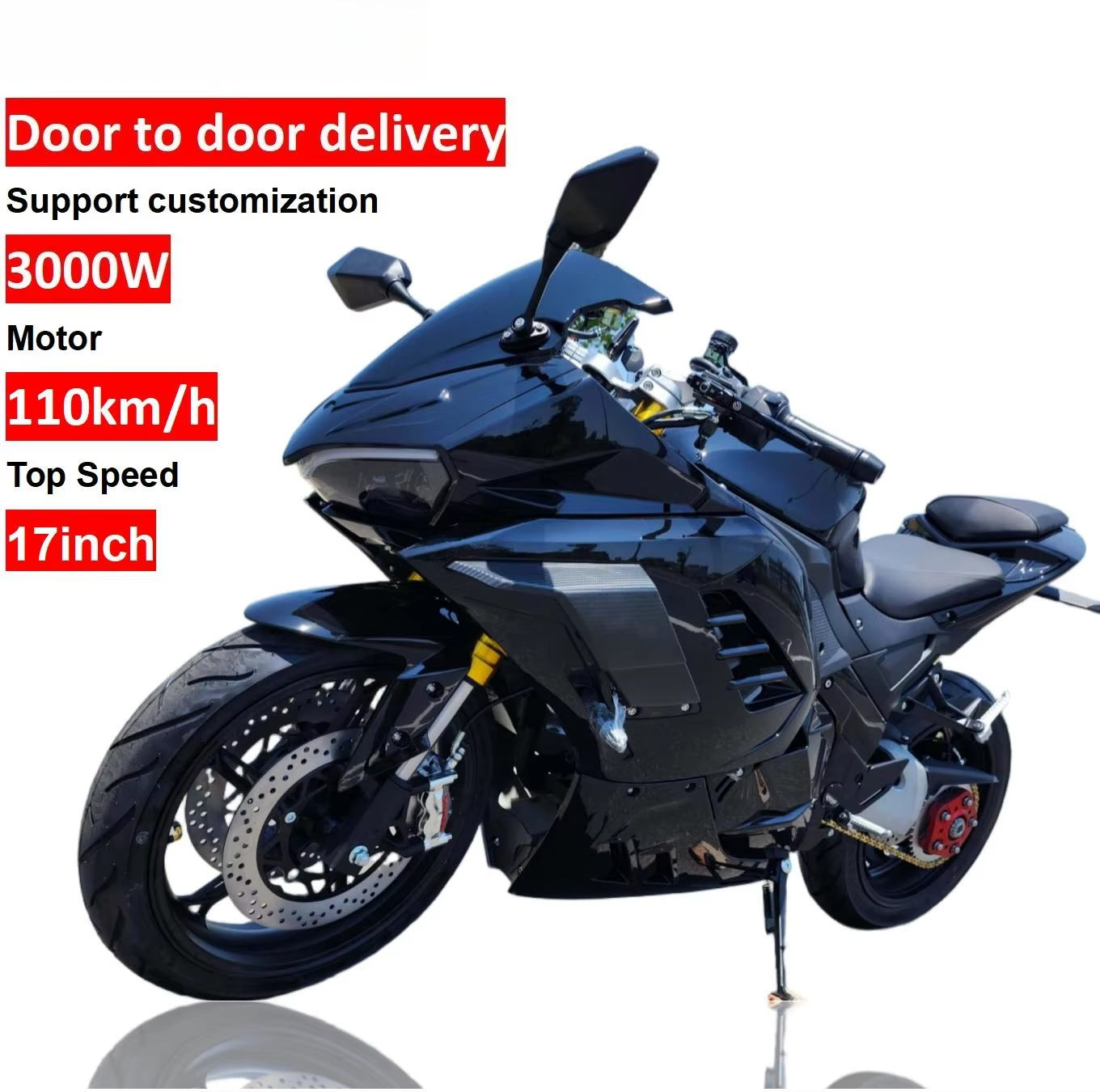 新しい 3000 ワット 40A 電動バイクスポーツバイク高性能 110km/h 航続距離 180km