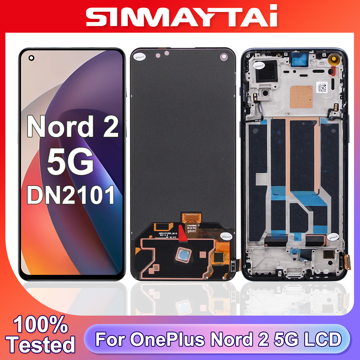 6.43 "AMOLED OnePlus Nord 2 5 グラム Lcd ディスプレイタッチスクリーンデジタイザ OnePlus Nord2 1 Nord 2 DN2101 DN2103 液晶交換