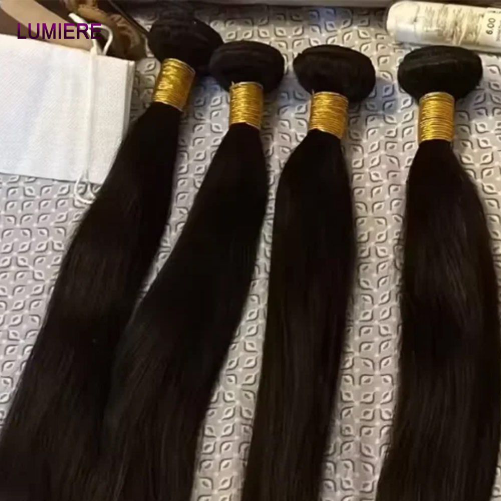18A 骨ストレート人毛バンドルソフト 100% 生バージンヘアエクステンション女性のための髪織りバンドル取引ダブル横糸卸売