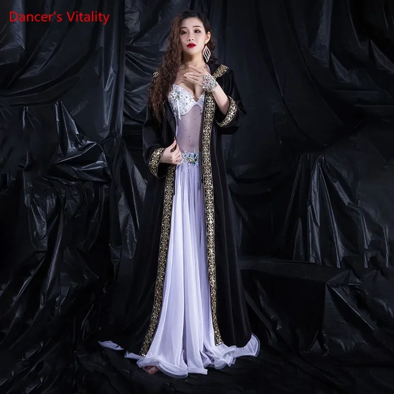 ベリーダンスコート長袖ローブ競技服タンゴチャチャダンスウェア女性大人の気質パフォーマンス服