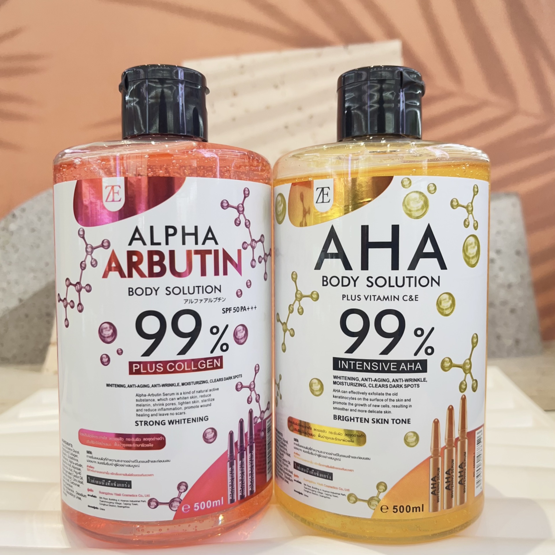 500 ミリリットル AHA ボディとフェイスセラム水保湿と滑らかな顔の肌アルブチンボディエッセンス水