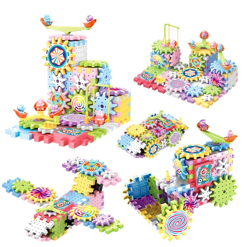 電気歯車 3D パズルモデル構築キットプラスチックレンガブロック知育玩具子供のための子供ギアブロック建物のおもちゃ