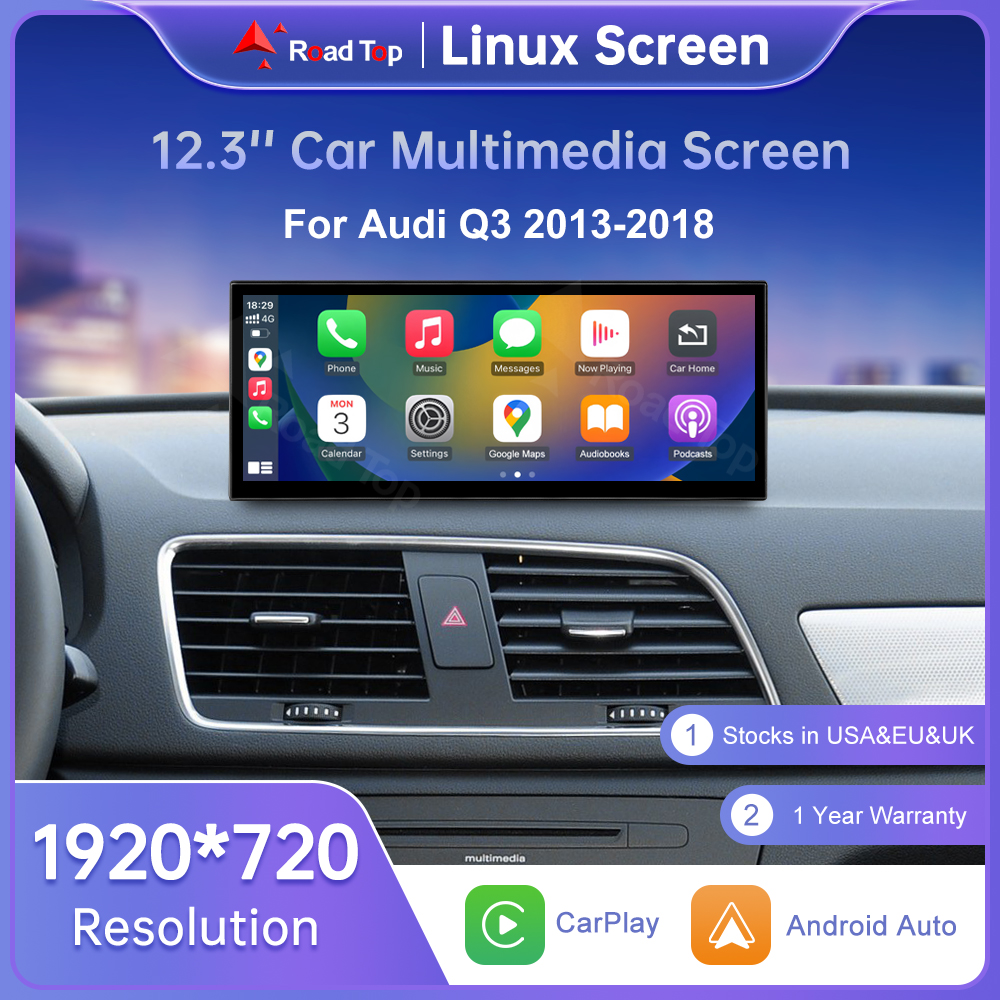 ロードトップ 12.3 "Linux スクリーンマルチメディアアウディ Q3 2013-2018 ワイヤレス CarPlay Android 自動 Airplay カーラジオプレーヤー