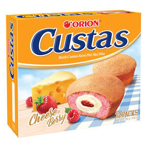 Orion Custas 282g ソフトチーズケーキ、ベリークリーム味、12個入り、賞味期限12ヶ月、VINA LTDより輸出