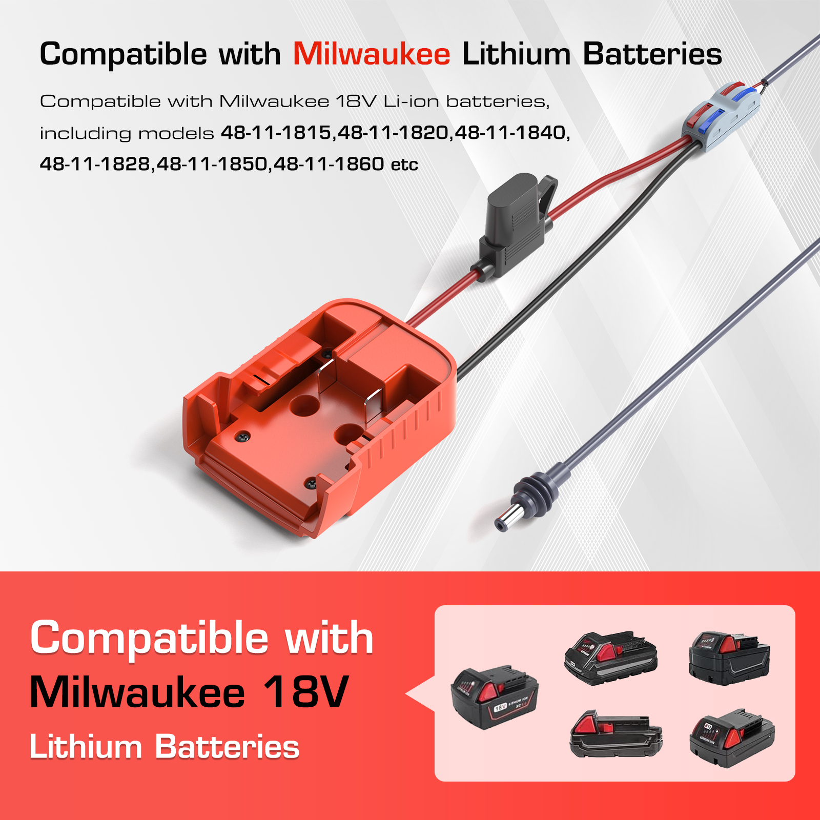 For Starlink Mini Milwaukee Charger Adapter to DC Power Starlink Mini Power Cable for Milwaukee Battery 2m 18AWG Cable Cord Plug