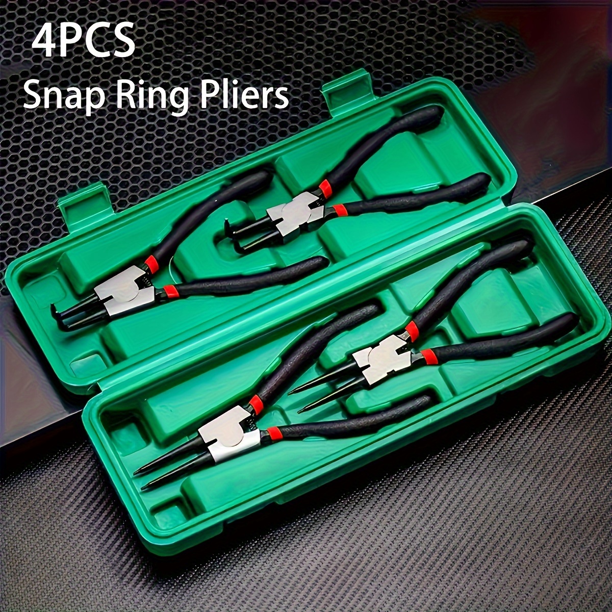 スナップリングプライヤー4個セット、7インチ内部/外部ヘビーデューティリングリムーバー保持用ストレートベントロックプライヤーセット