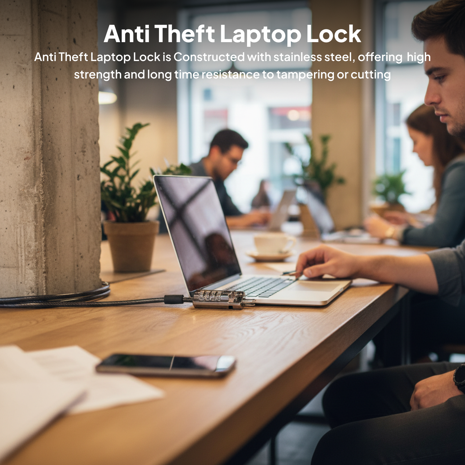 盗難防止ラップトップロック、コンピュータパスワード保護、耐久性、安全なデバイスセーフガードのための4桁のリセット可能なコード付き