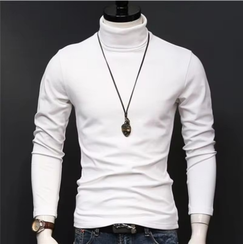 春秋の薄い男性プルオーバーセータータートルネックニットセーター男性服男性セーターフルブラックホワイトトップス