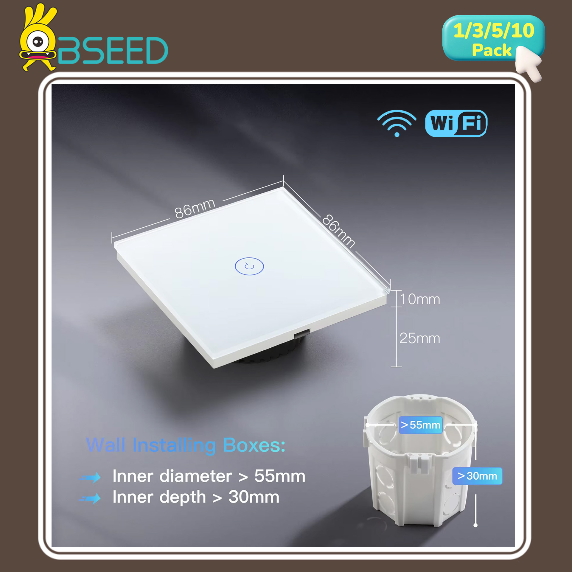 BSEED WIFI タッチスイッチ 1/2/3/4Gang スマートライトスイッチ壁階段スイッチ Tuya コントロールスマートライフアプリマルチコントロールニュートラル