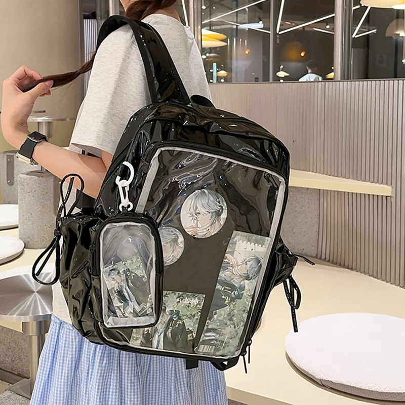 新しい大容量 PU 学生 DIY アニメバッジオル Ita バッグ Y2K 美的女性のバックパック個性 Mochilas パラ Mujer