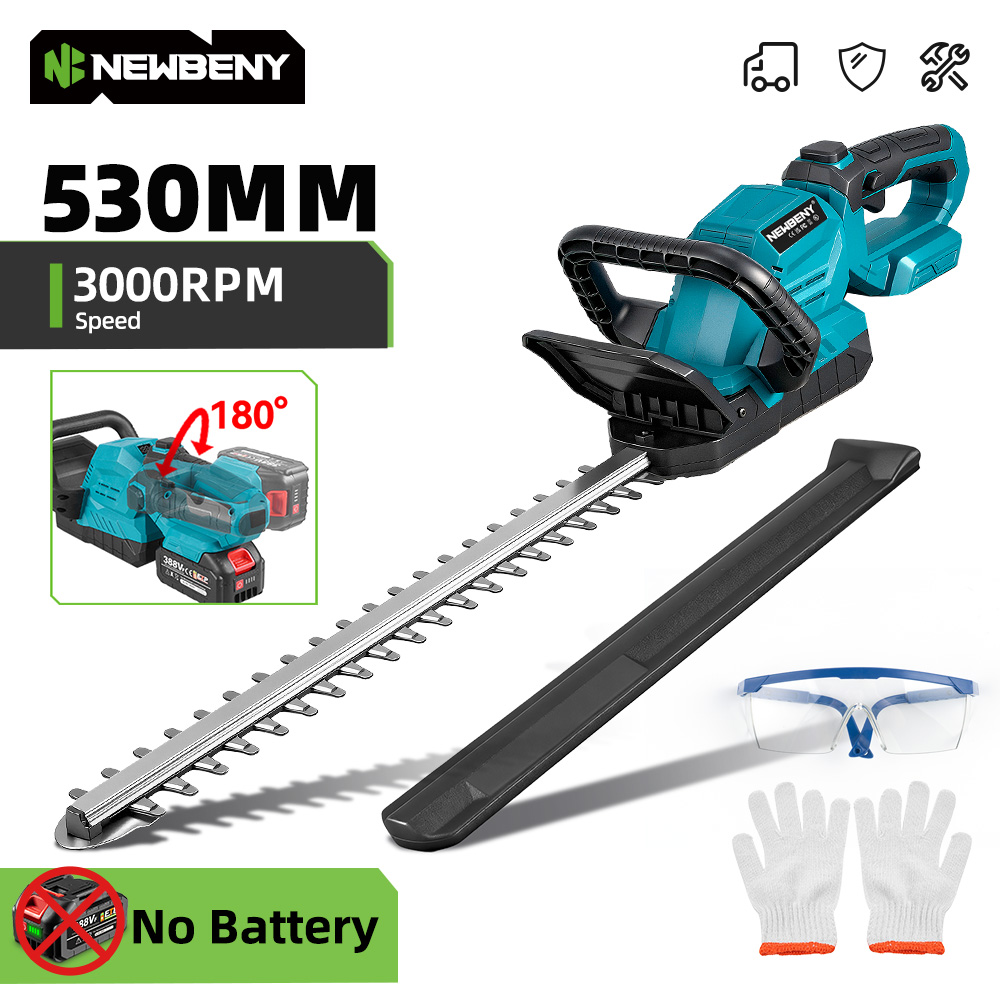 NEWBENY 530 ミリメートル 3000RPM 電動ヘッジトリマー 180 ° 調整角度芝刈り機生垣剪定ばさみガーデンツールマキタバッテリーピン