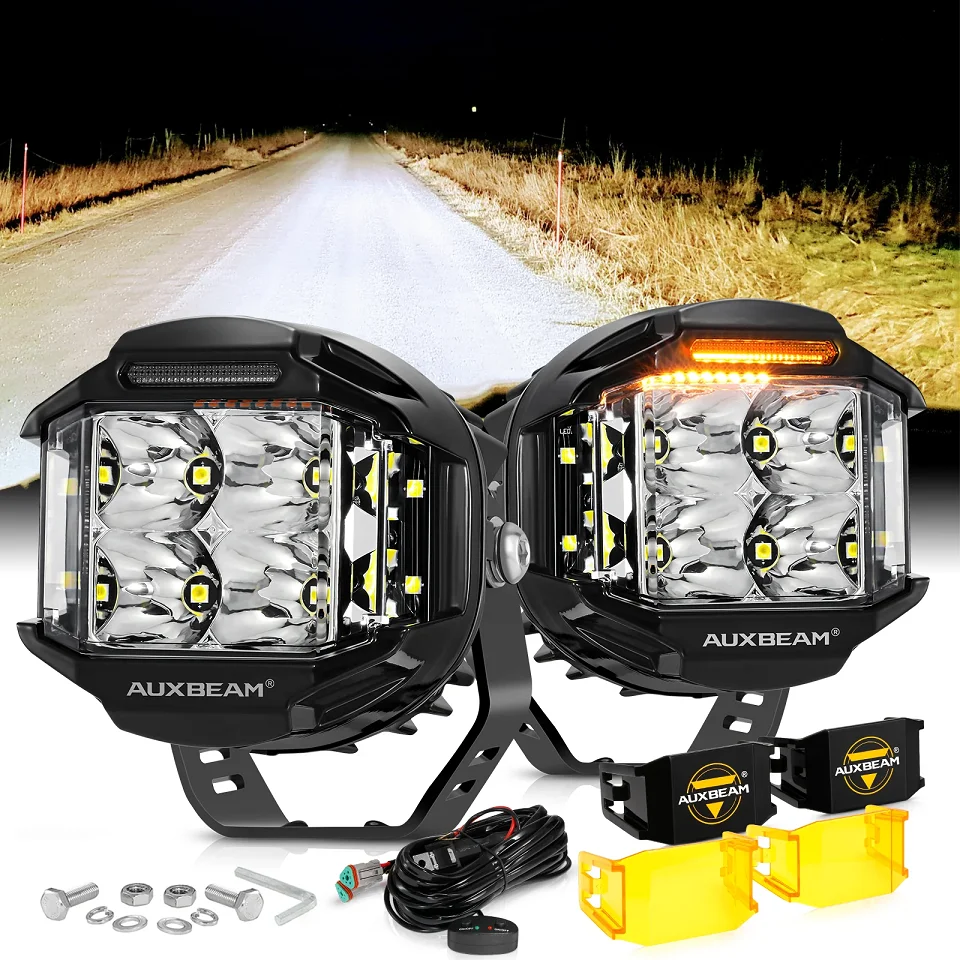 AUXBEAM V-MAX シリーズ 4 インチ 92 ワット LED ワークライトアンバー/ブラックシェル DRL ドライビングランプスポットサイドシューター LED ポッドライト