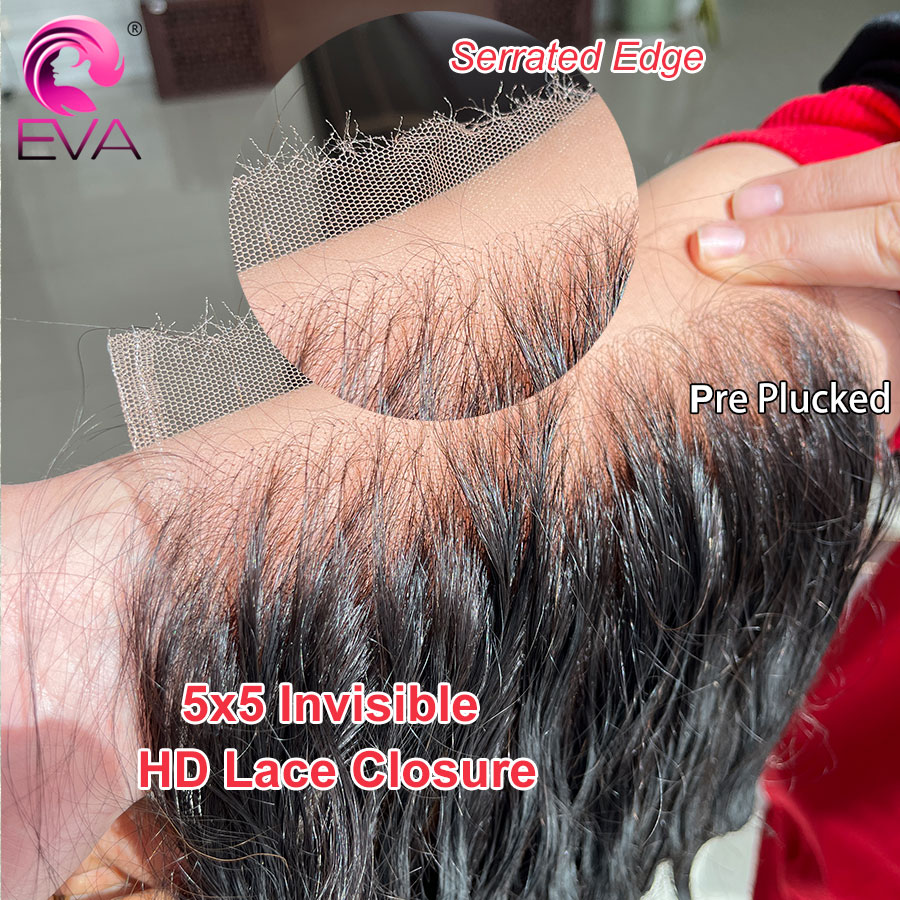 Eva ヘア 7x5/6x6/5x5 HD レース閉鎖事前摘み取られたヘアラインバージン人毛閉鎖超フィット HD レース 13x4 13x6 フルフロンタル