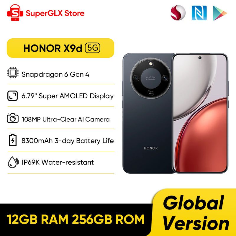 【在庫あり】HONOR X9d グローバルバージョン 5G スマートフォン 6.79 インチ スーパー AMOLED ディスプレイ 12GB RAM 256GB ROM 8300mAh バッテリー 66W NFC IP69K