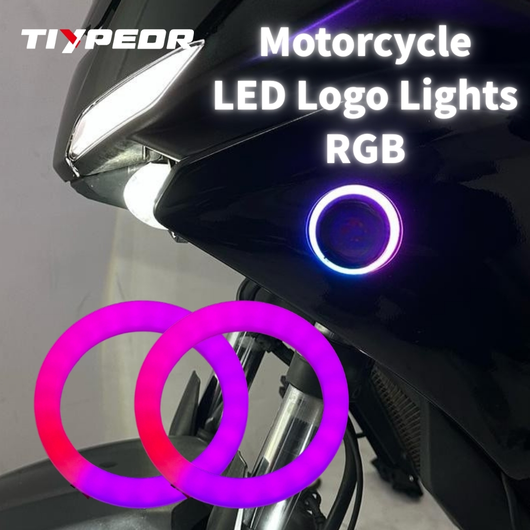 TIYPEOR LED エンジェルアイズ 50 ミリメートル RGB Bluetooth コントロールライトサークルカバーリングライト付き BMW ロゴバックライトロゴ LED ヤマハ