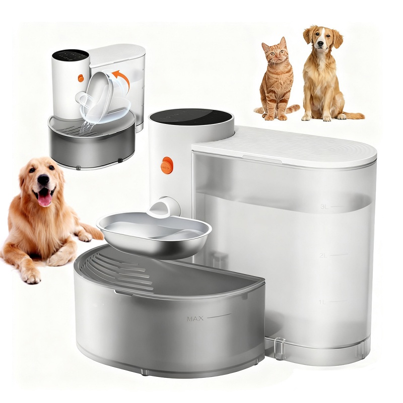 ステンレス鋼ボウルペットインテリジェント注ぐウォーターディスペンサーは犬用のワイヤレス水飲みボウルを自動的に浄化します