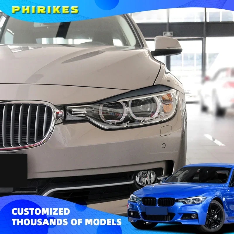 グロスブラック ABS ヘッドライト眉まぶたカバートリムステッカー BMW F30 F32 F33 F34 F35 F31 318i 320i 2013-2019