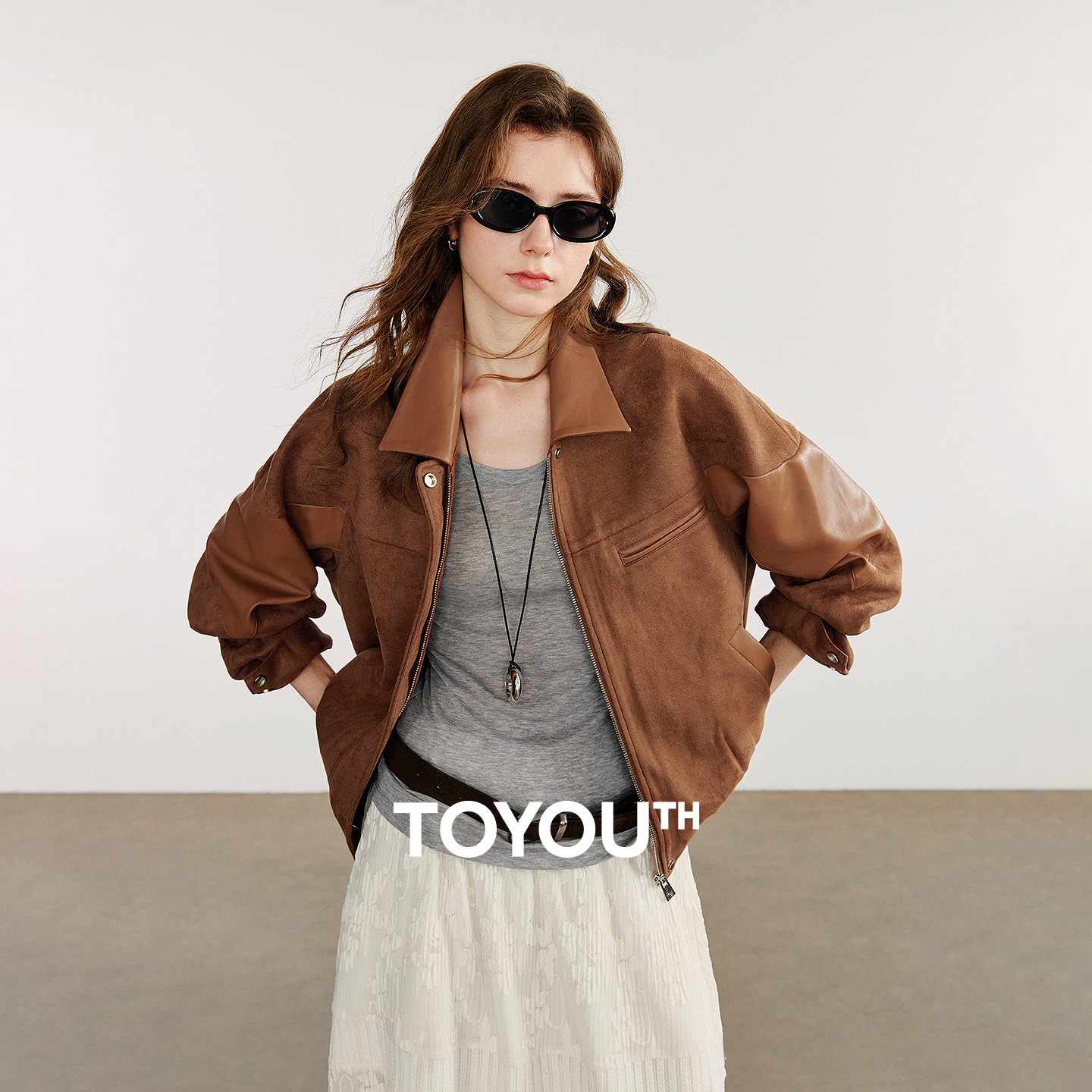 TOYOOUTH 女性レザージャケット 2025 秋の新遊牧スタイルレトロスエード PU レザースプライシングジャケットコート
