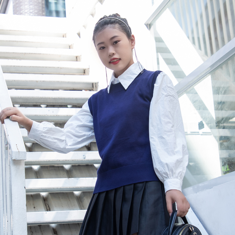 トップスパッド入りベスト女性プレッピースタイル服美的セータープルオーバー女性セーターブラウス女性の暖かい韓国女性ニット
