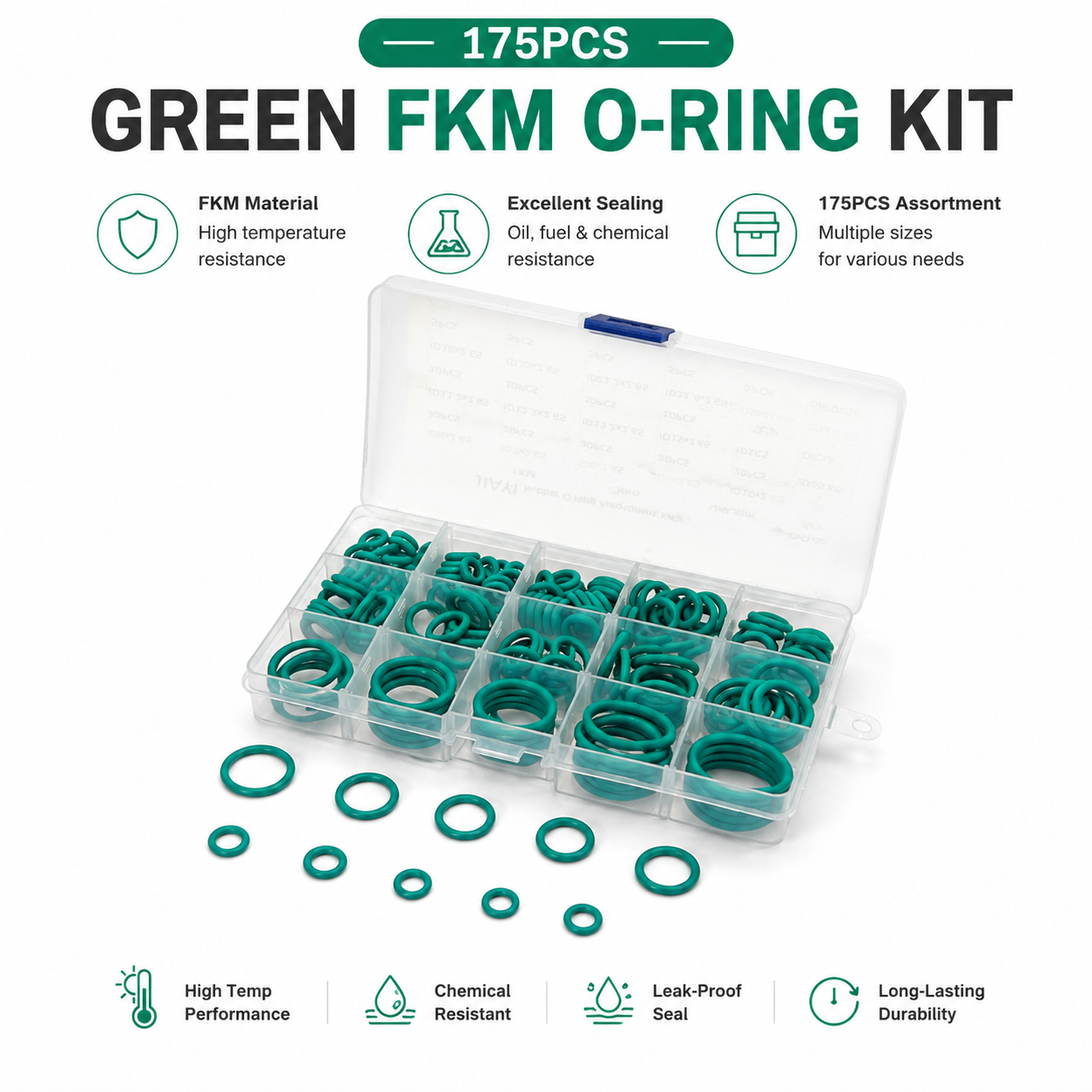 FKM 175 個フッ素ゴム O リング製品組み合わせ CS 2.65mm 高温耐油シール修理ボックス