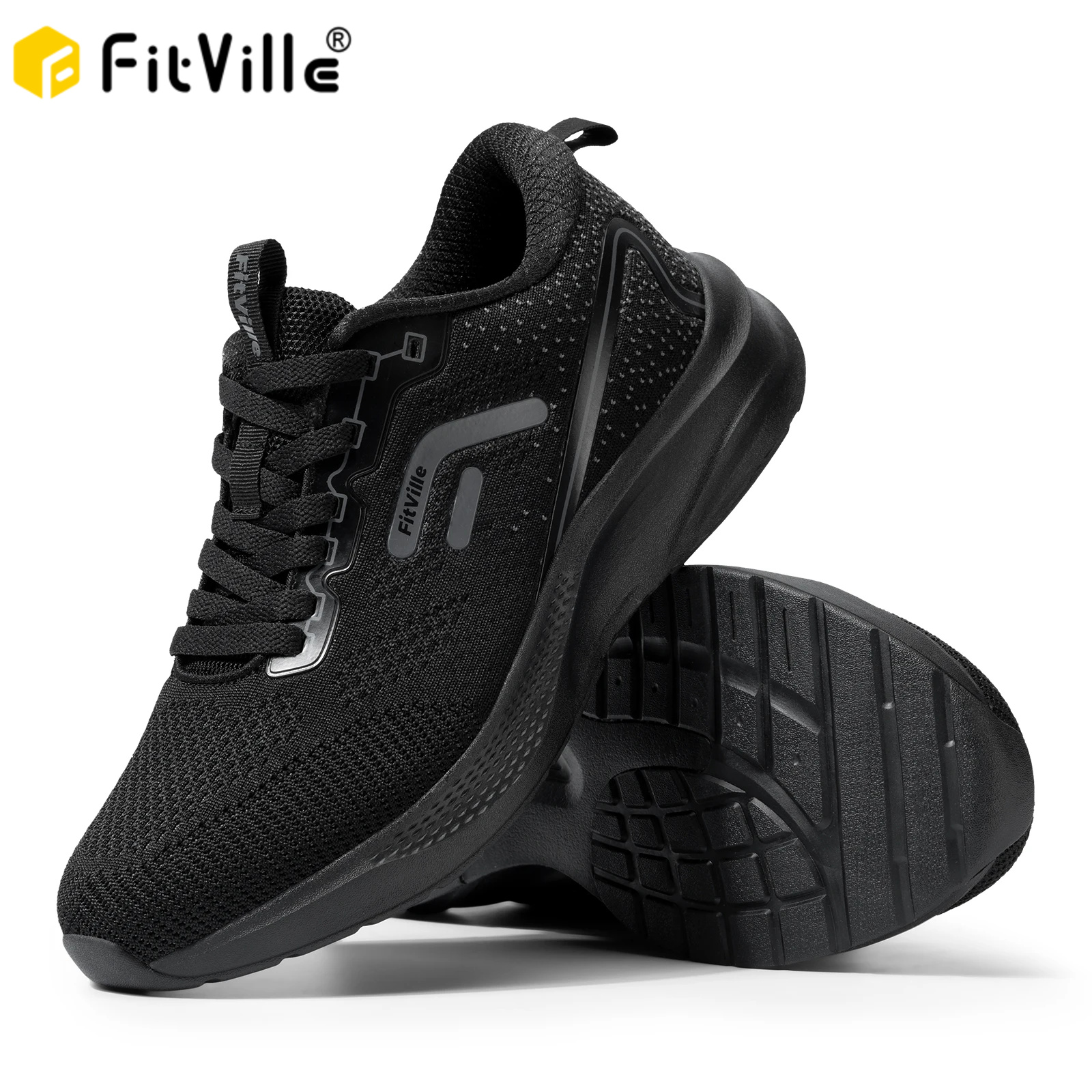 FitVille メンズ スポーツ ランニング シューズ 通気性のある軽量スニーカー 足の腫れのため 幅広の靴 アスレチック トレーニング シューズ