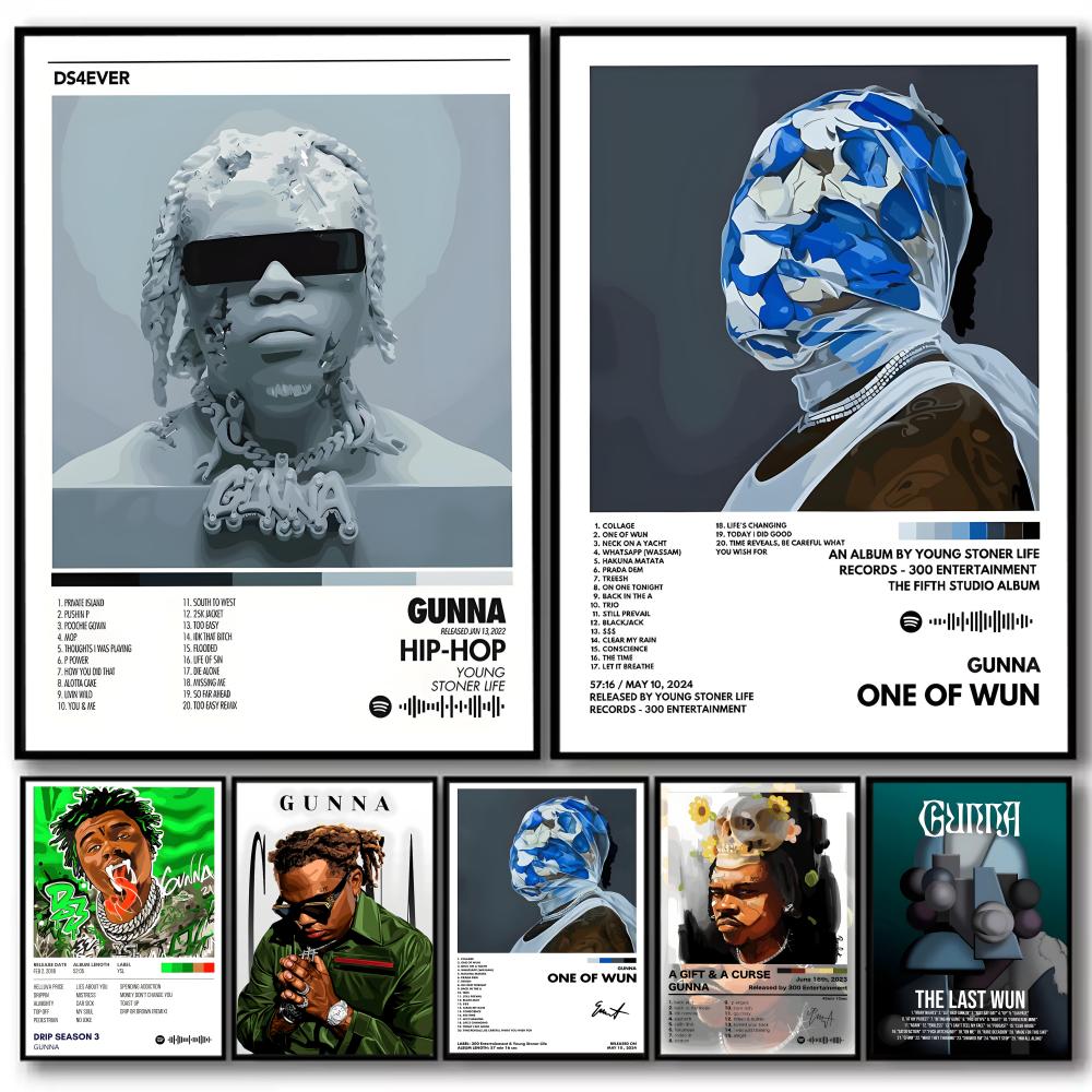 Rap G_GUNNA アルバム絵画書道リネンキャンバスポスター壁プリントリビングルームベッドルームオフィス家の装飾