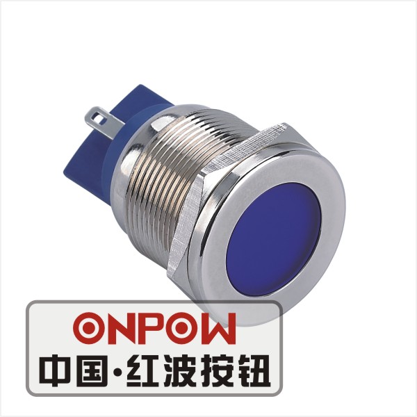 ONPOW 22 ミリメートル金属 LED 防水信号ランプ、ニッケルメッキ真鍮表示灯、表示灯 (GQ22T-D/B/6V/N) CE、RoHS