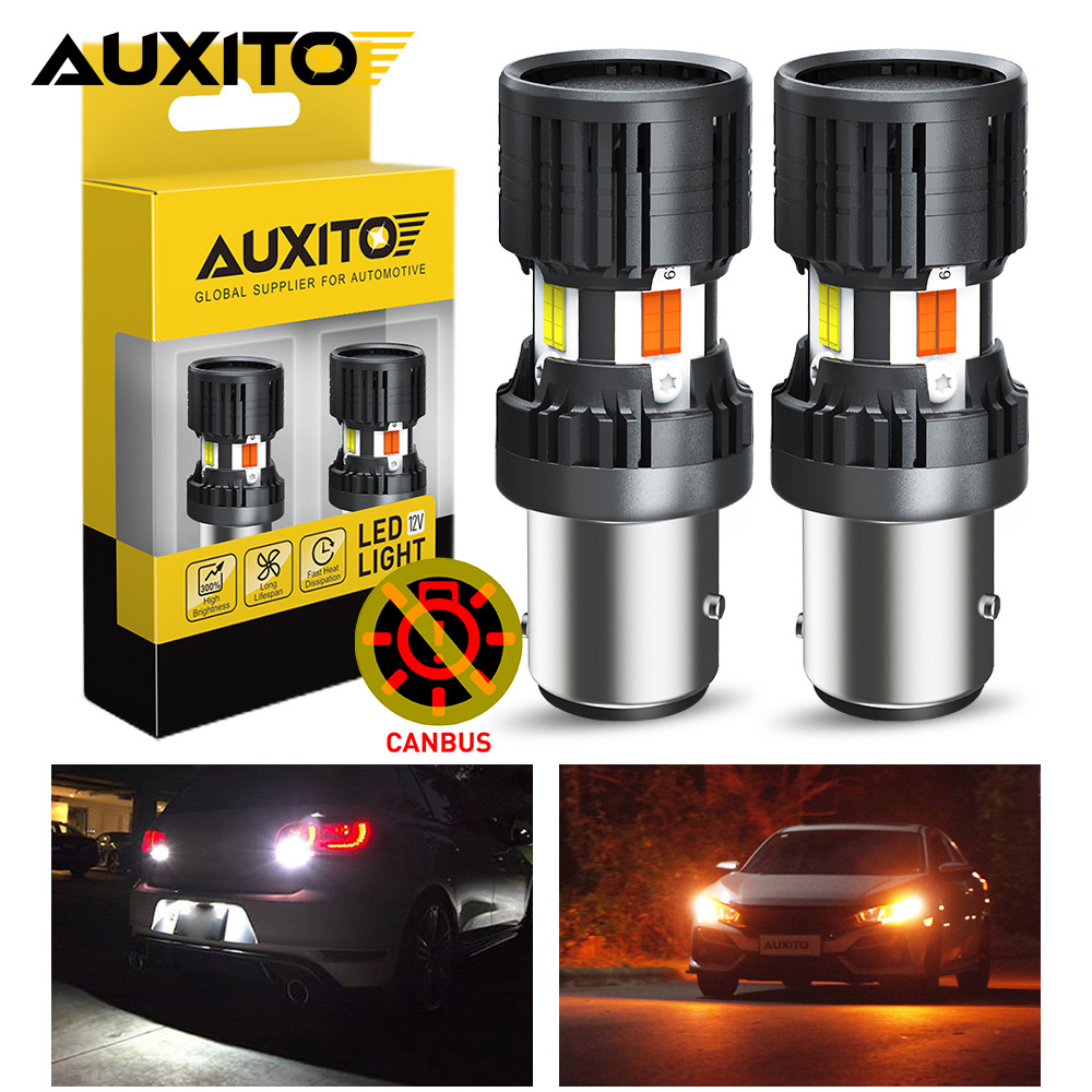 AUXITO 2Pcs Switchback 1157 P21/5W LED Bulb Canbus Dual Color White Amber DRL Parking Turn Signal Lights T20 7443 3157 LED Bulb