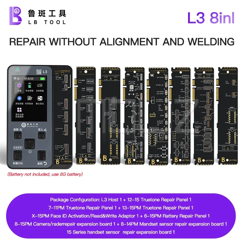 Luban L3 ドットマトリックスフェイス LCD トゥルートーン感光性オリジナルカラー指紋バッテリーボード IPhone X 11 12 13 14 15ProMax