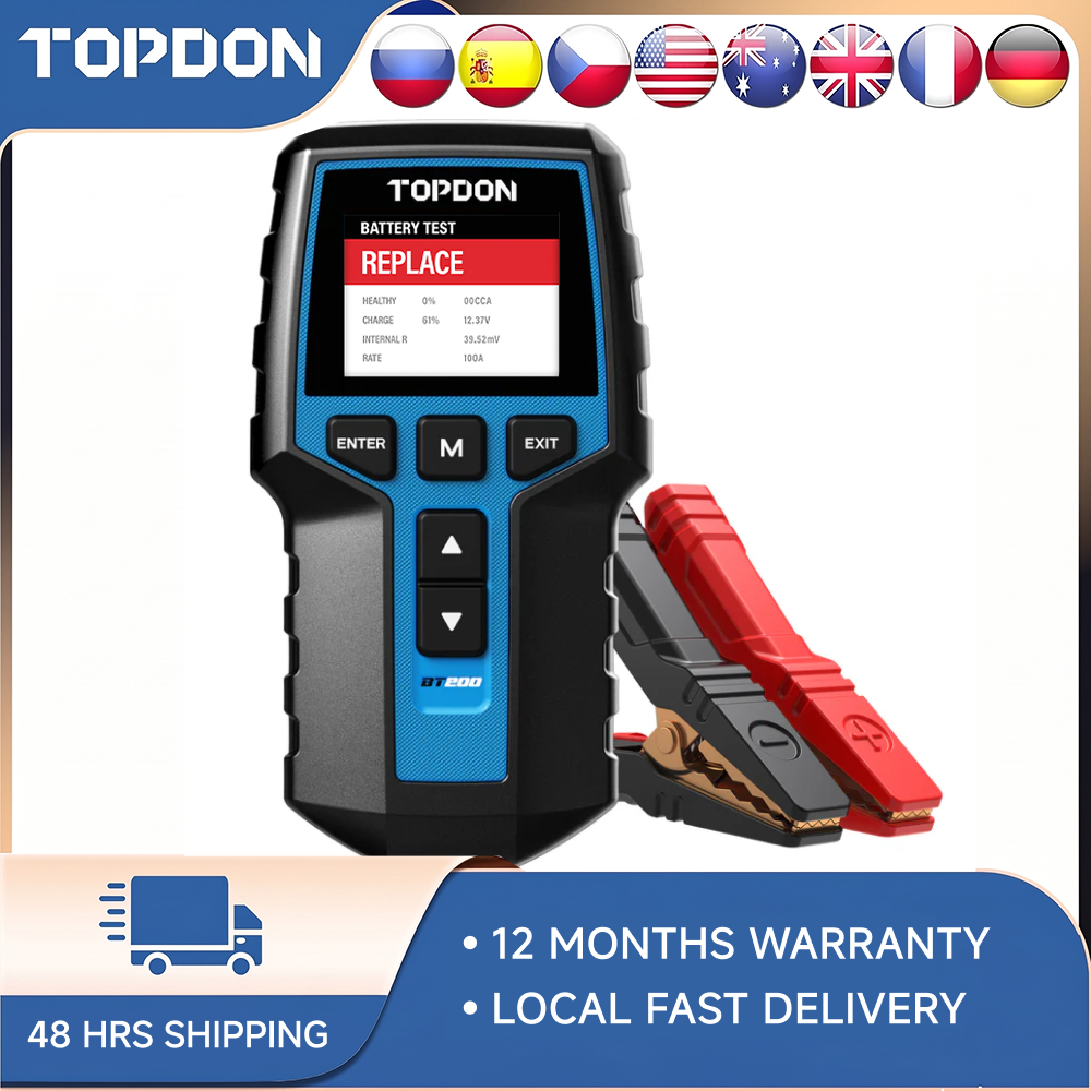 TOPDON BT200 12V 車バッテリーテスターデジタル自動車診断バッテリーテスターアナライザー車両クランキング充電スキャナツール