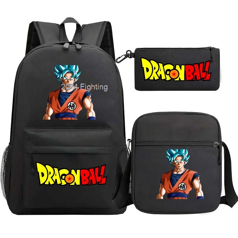 3 個ドラゴンボールバックパックショルダーバッグアニメ容量軽量カジュアルスクールバッグ十代の若者たちのための屋外旅行バックパック