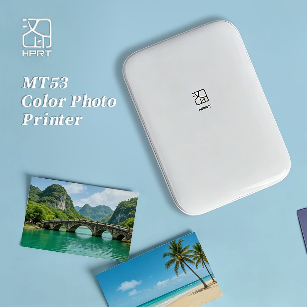 HPRT MT53 カラーフォトプリンタミニ 2x3 "写真ポータブルミニサーマルプリンタインクレス自己粘着ステッカー写真印刷機
