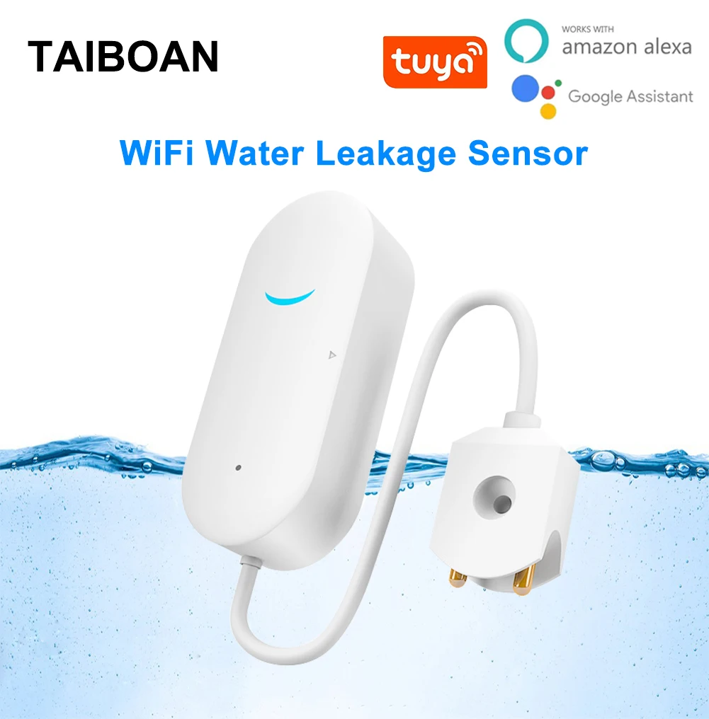 TAIBOAN Tuya WiFi スマート漏水センサー水オーバーフローレベル検出器警報システム洪水漏水センサーリモコンモニター