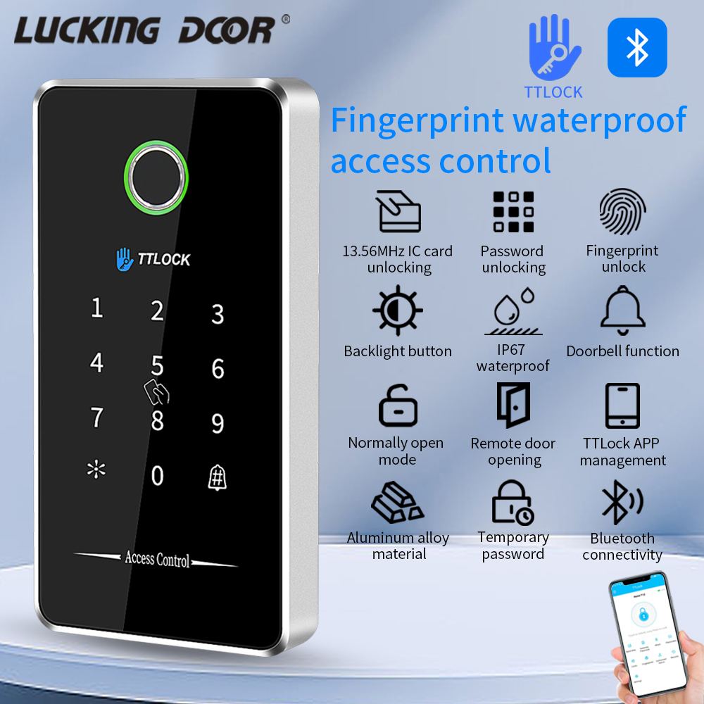 Ttlock アプリ指紋 Bluetooth G2 ゲートウェイで動作 13.56Mhz Rfid アクセス制御システム MJ02 合金屋外アルミニウム Nfc キーパッド