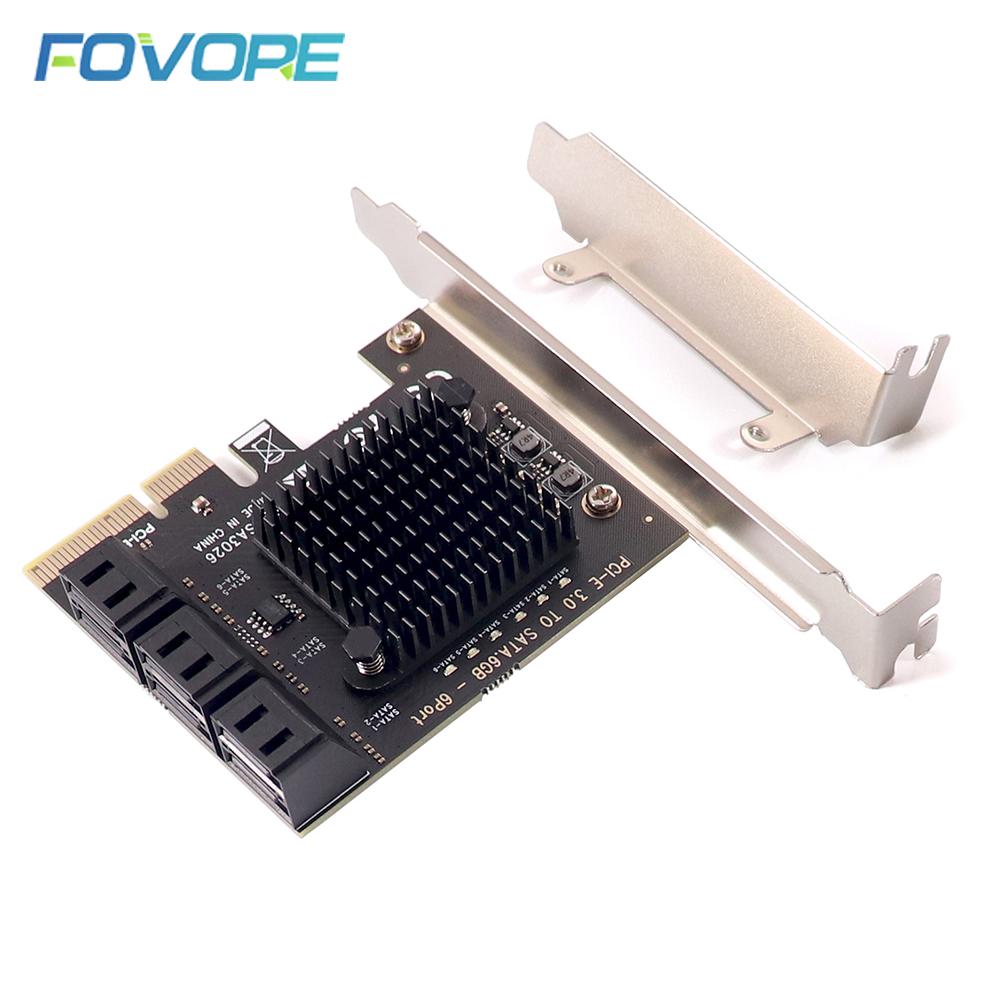 PCI Express - 6ポートSATA 6Gbpsアダプター、PCIe x4 - SATA 3 III 3.0コントローラー、PCI-e SATA3拡張ライザーカード（Windows PC用）