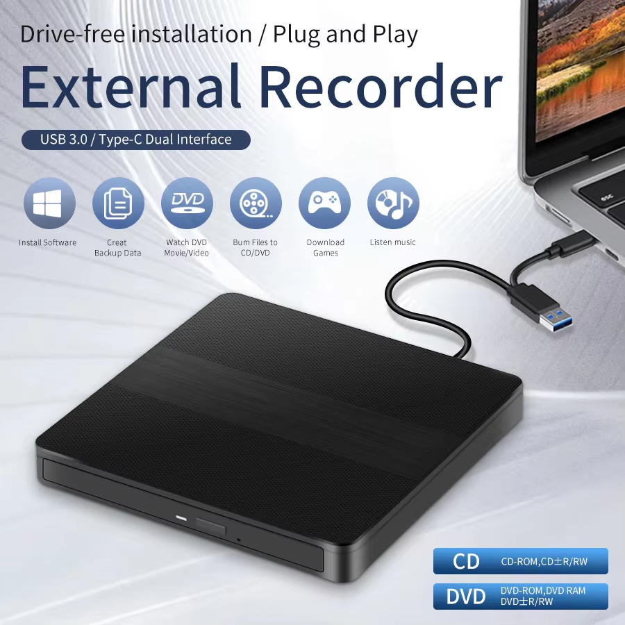 新しいドライブエンクロージャ 9.5 ミリメートル USB 3.0 タイプ C SATA 外部 DVD CD-ROM RW プレーヤー光学ドライブエンクロージャケースラップトップ PC デスクトップ用