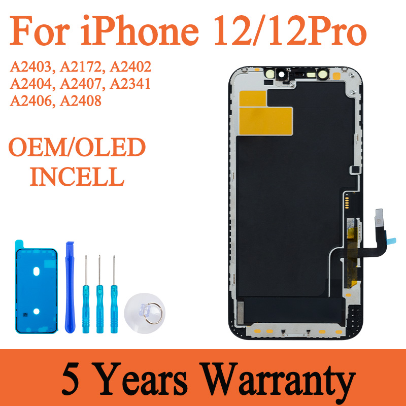 AMOLED iPhone 12 ディスプレイ 3D タッチスクリーンデジタイザアセンブリ iPhone 12 Pro 液晶 Pantalla 交換 A2407 A2403 A2172