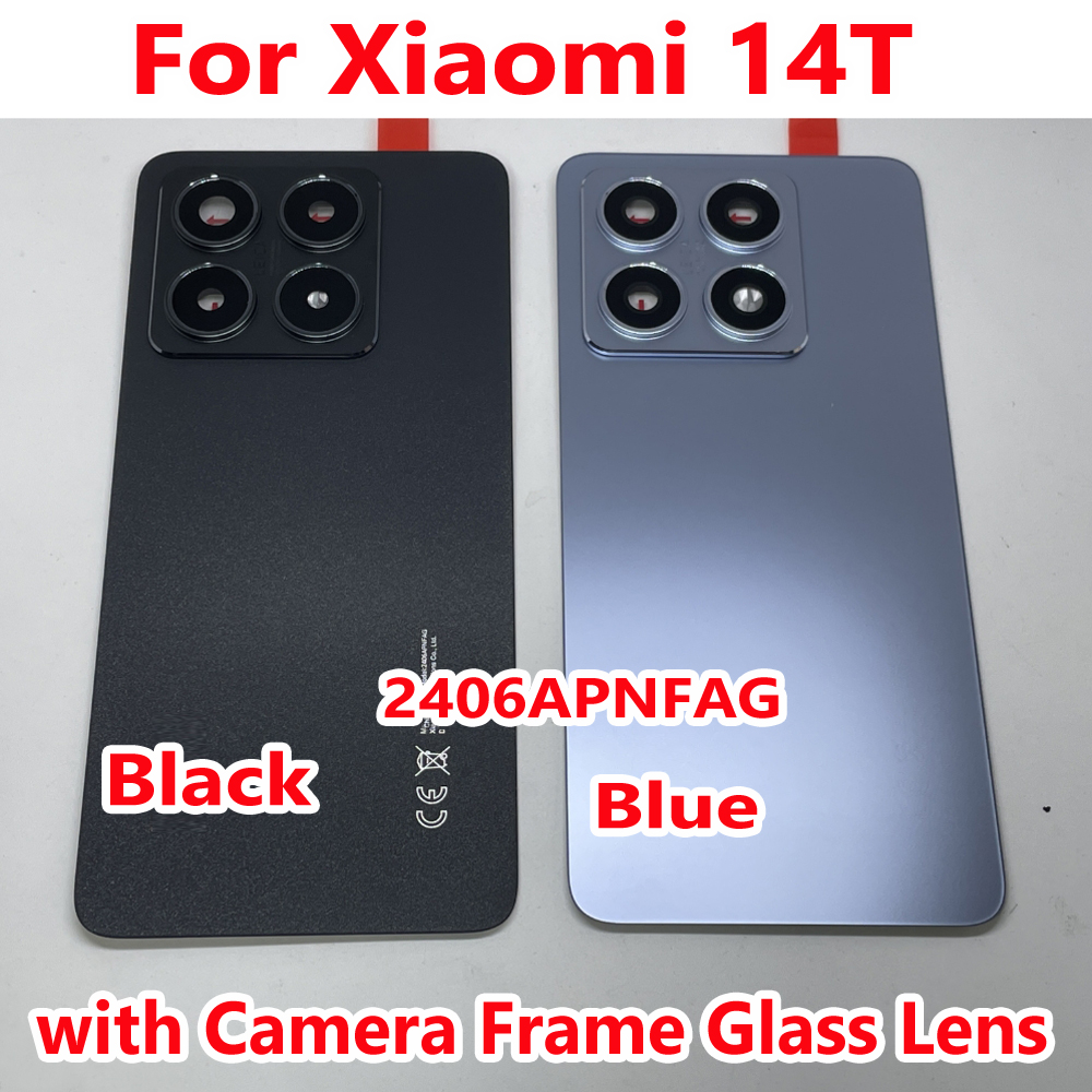 リアルグレード AAA ガラスバックカバーハウジング Xiaomi 14T Mi14T バッテリードアリアケースとカメラフレームレンズ電話蓋接着剤